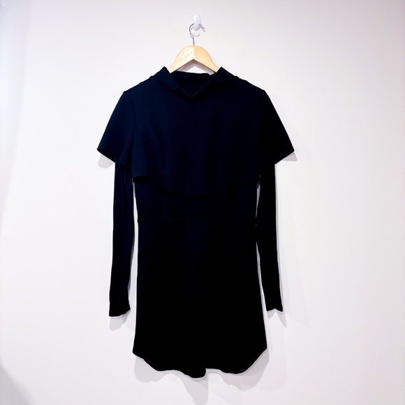 MARTIN DHUST | Black mini dress with frill | Sleek evening style | Medium * - Picture 1 of 9
